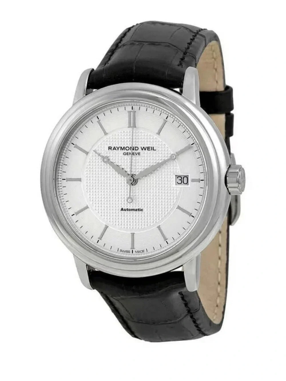 Raymond Weil Maestro Men's BlackLeather Band Watch ($1575 MSRP)